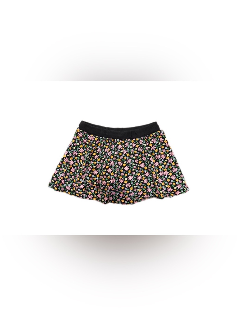 Black Floral A-Line Skirt with shorts